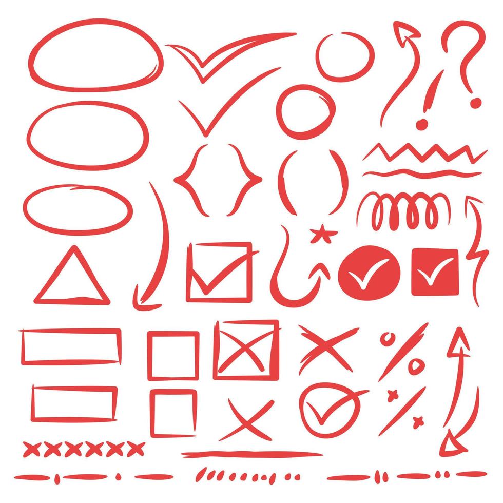 collection de signes de croquis de style doodle dessinés à la main vecteur