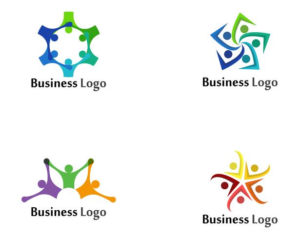 Modèle de symboles et de soins de la communauté logo personnes vecteur