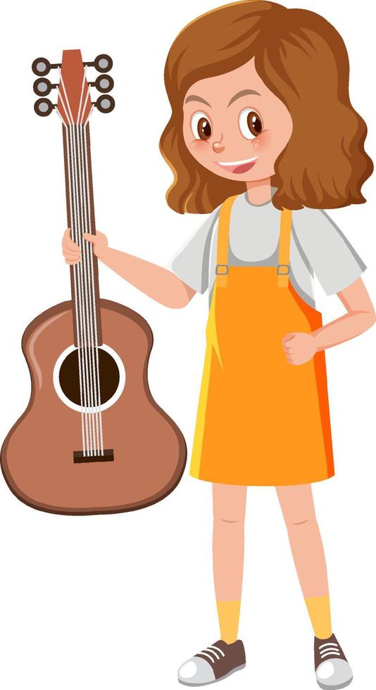 un personnage de dessin animé de musicien féminin sur fond blanc vecteur