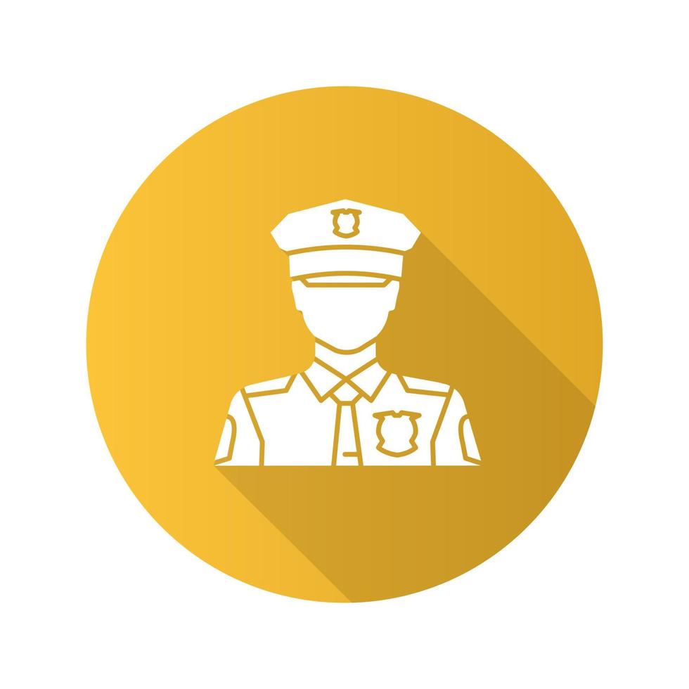 icône de glyphe d'ombre portée du design plat de policier. officier de police. profession. illustration vectorielle silhouette vecteur