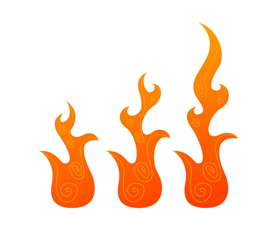 illustration d'un feu brûlant, jeu de flammes de feu, illustration d'une flamme de feu, illustration d'un feu vecteur