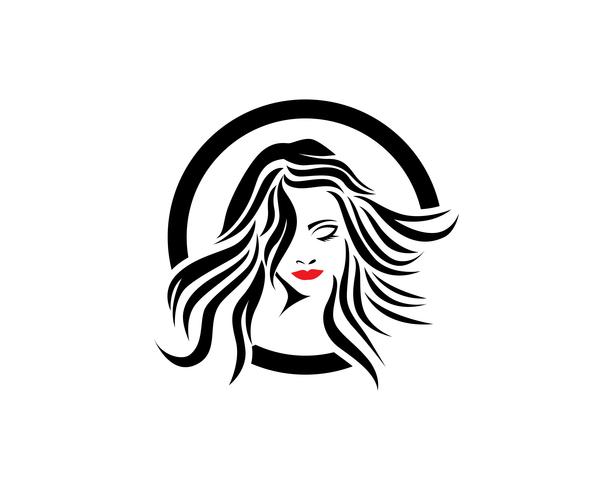 cheveux et logo femme et visage vecteur