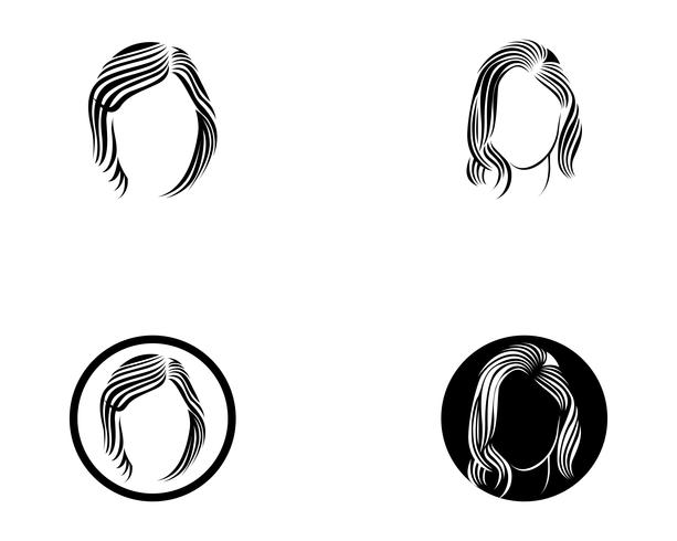 cheveux et logo femme et visage vecteur