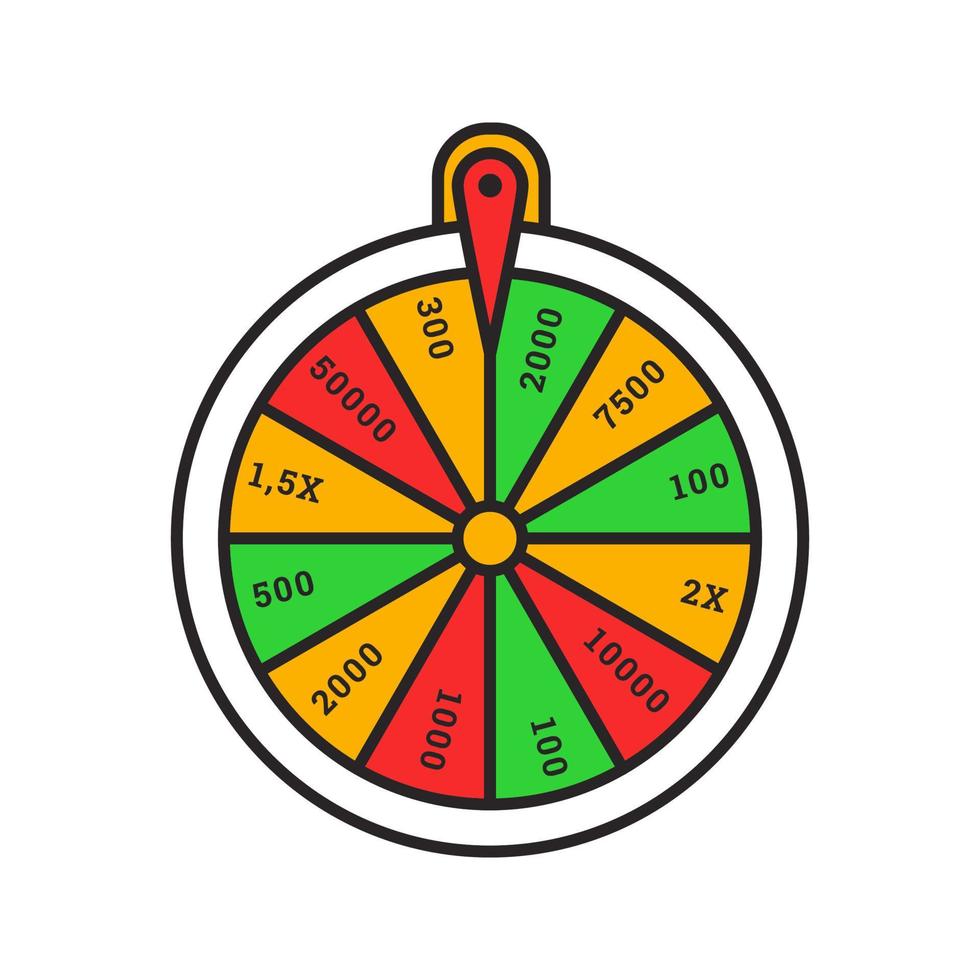 roue de l'icône de couleur de la fortune. roulette. roue de la chance. illustration vectorielle isolée vecteur