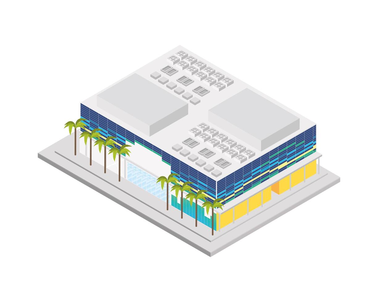 bâtiment de centre commercial isométrique vecteur
