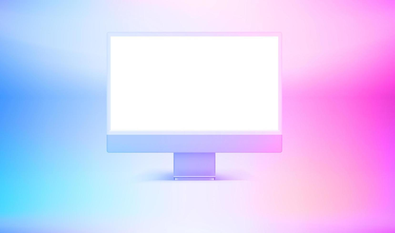 ordinateur personnel moderne avec écran vide. Maquette de vecteur 3d avec effet holographique