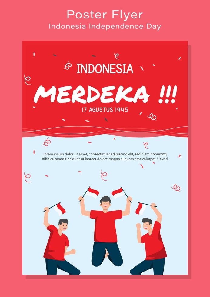 indonésie jour de lindépendance 17 août illustration vectorielle modèle de conception plate bannière affiche vecteur