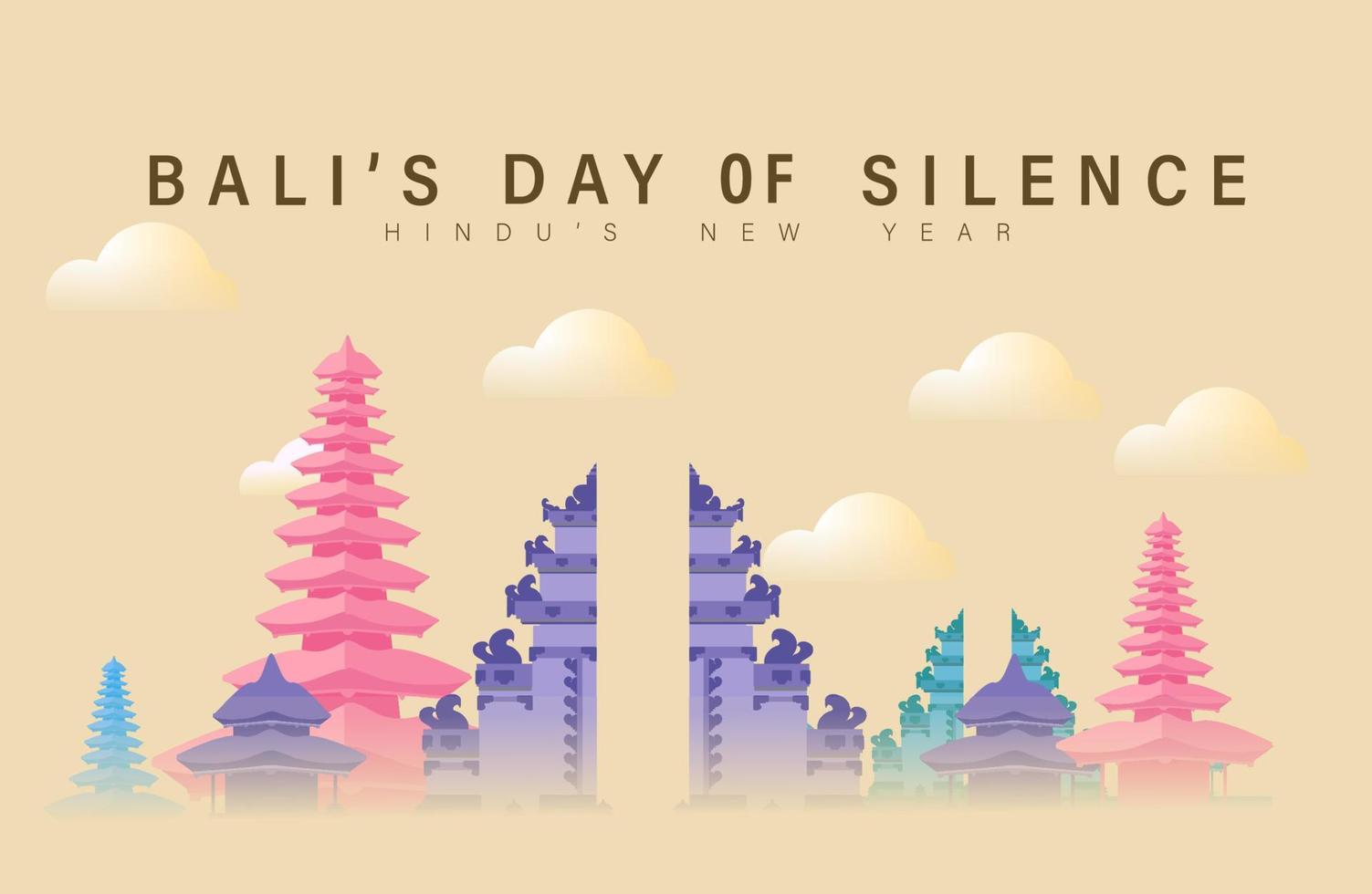 belle conception de vecteur pour la célébration de la journée du silence de bali, modèle de vecteur d'affiche plate pour la cérémonie de nyepi à bali en indonésie