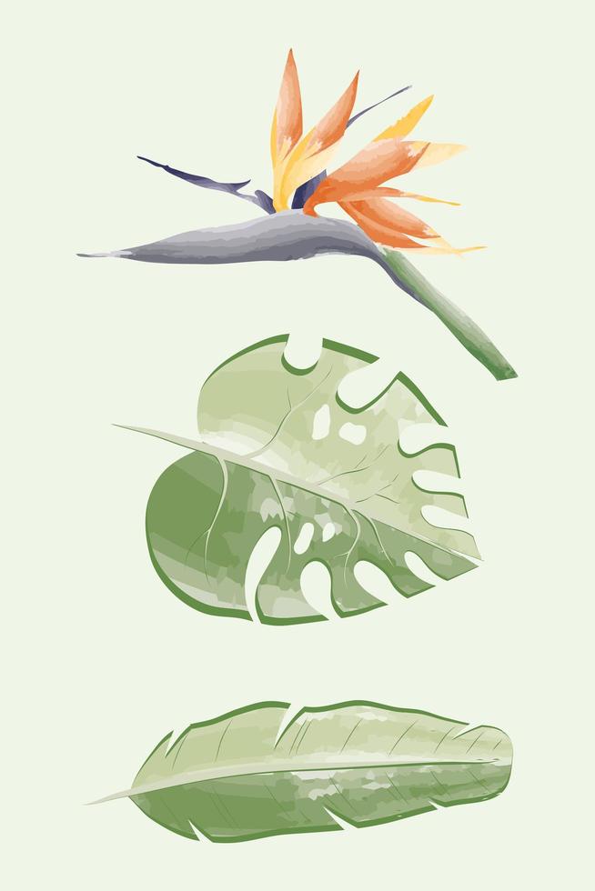 trois icônes de plantes exotiques vecteur