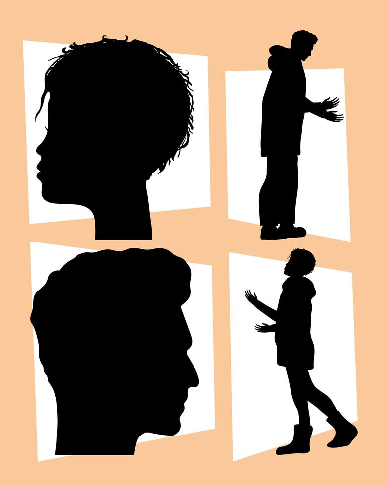 silhouettes de personnes et de profils vecteur