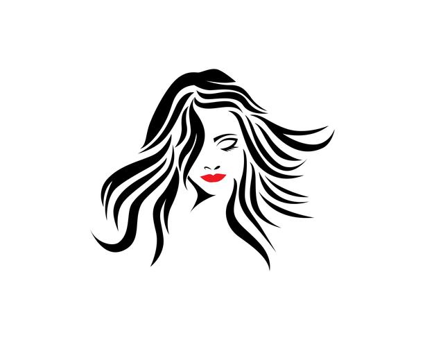 cheveux et logo femme et visage vecteur