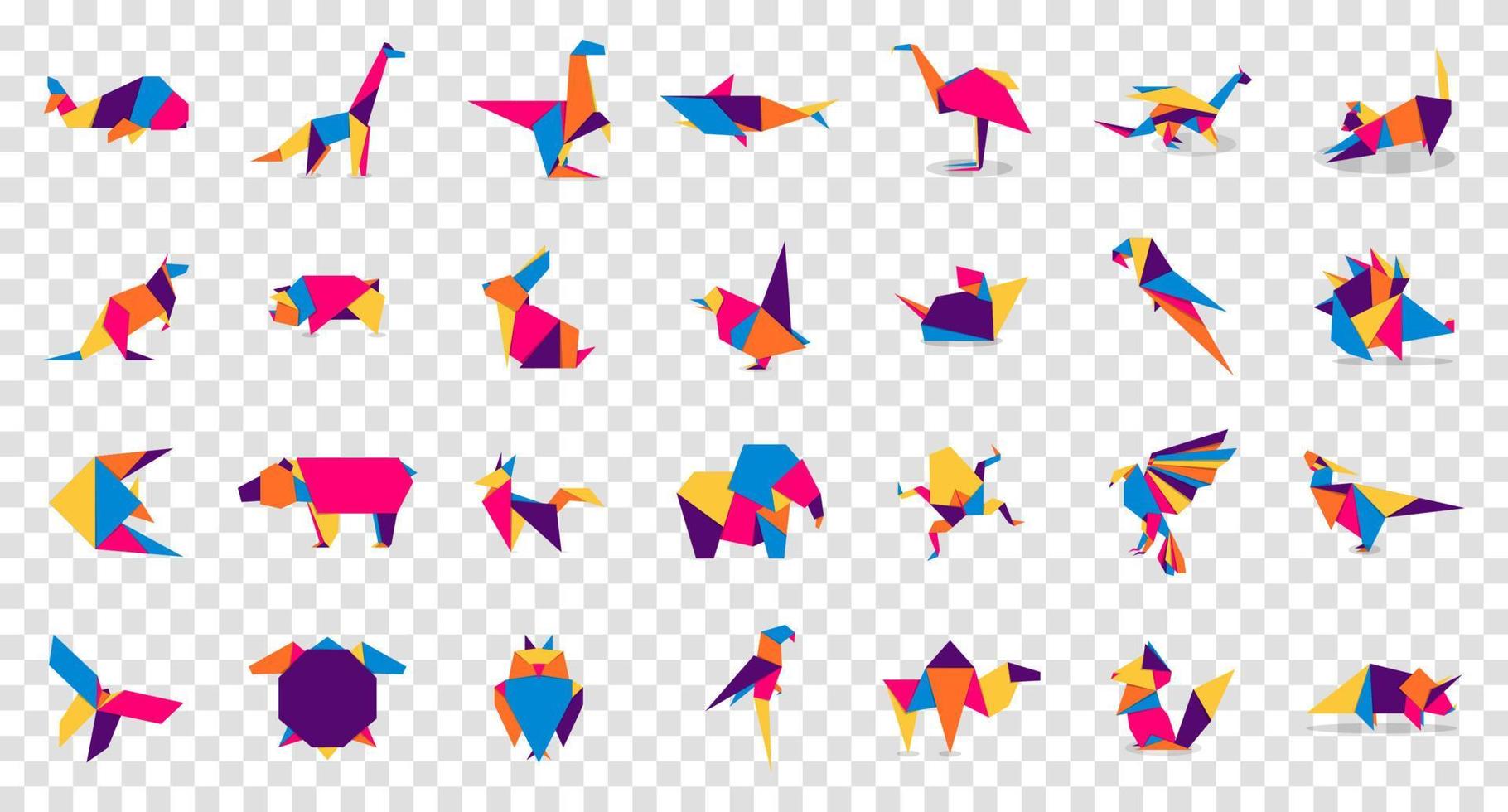 collection d'origamis d'animaux. vecteur d'origami animal. création de logo d'animaux abstraits. origamis animaux. illustration vectorielle