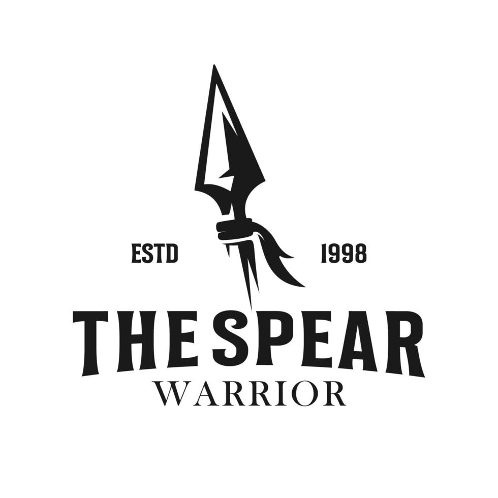logo vintage pointe de flèche de lance pour la chasse, chasseur vintage et illustration vectorielle de conception de logo hipster vecteur