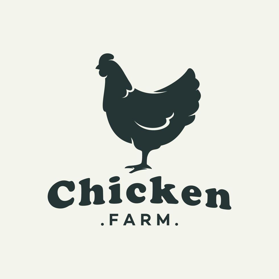 logo de concept de ferme de poulet. pour les produits naturels de la ferme. logotype isolé sur fond blanc. ferme avec logo de poulet vecteur