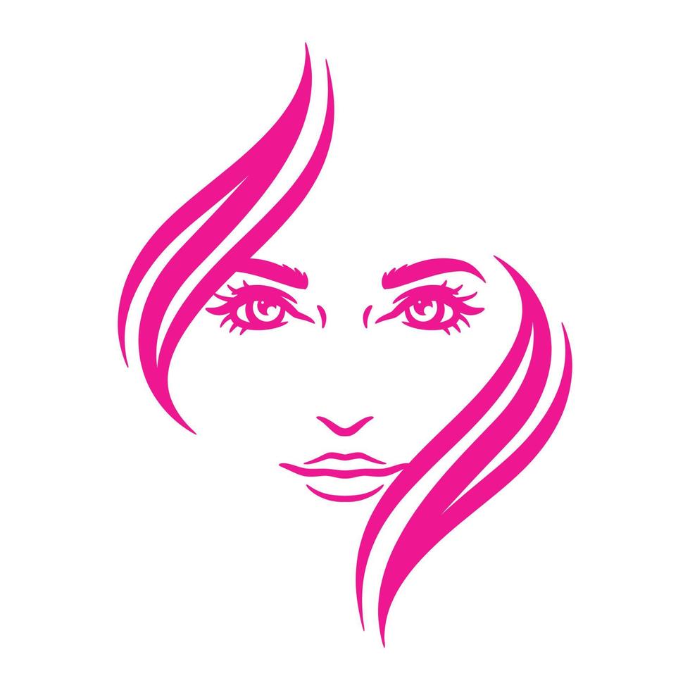 modèle de conception de logo de visage de femme vecteur