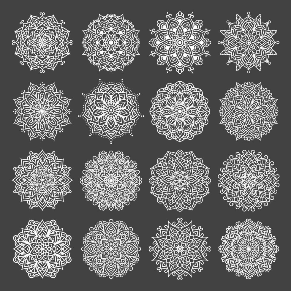 ensemble de motif d'ornement rond mandala vecteur