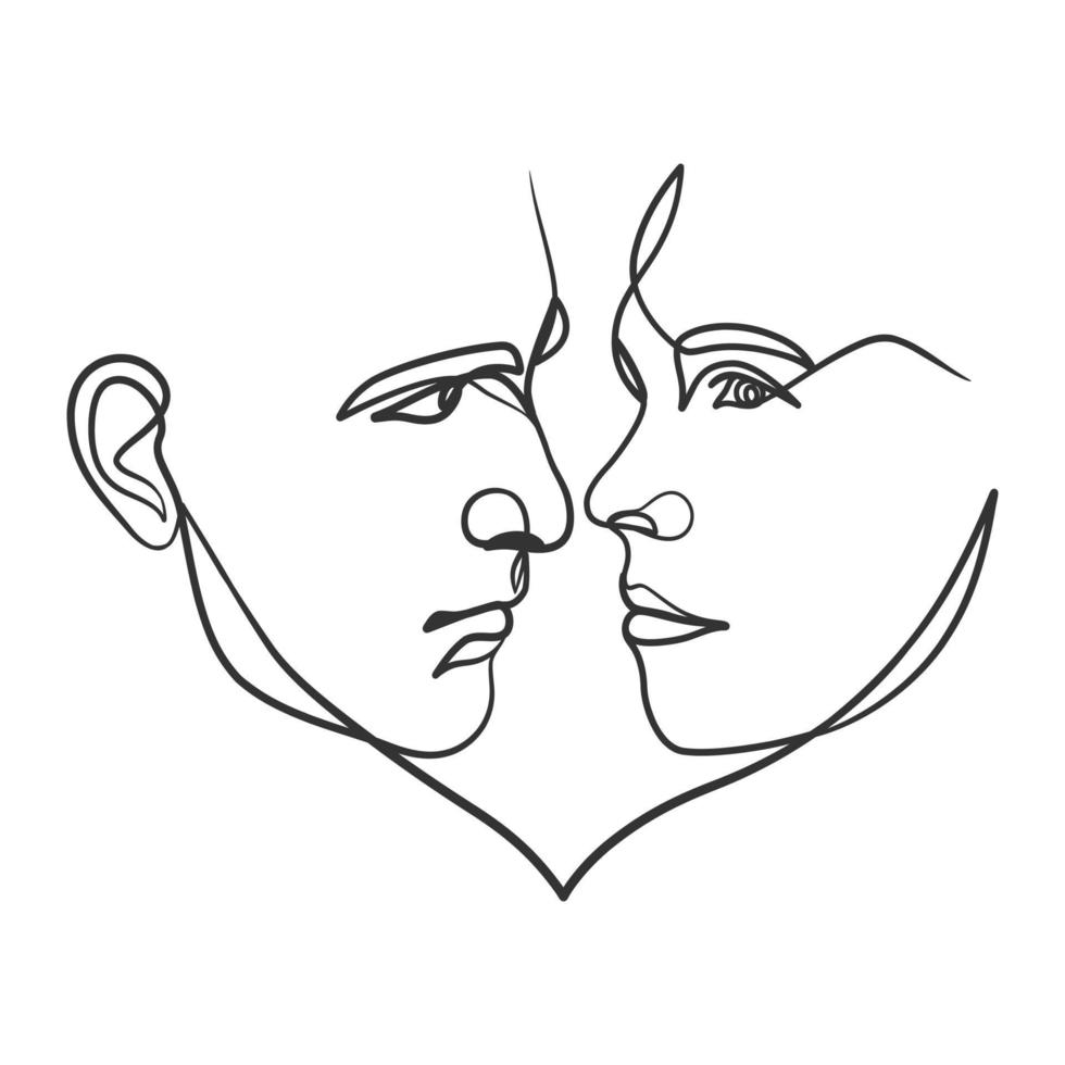 couple de dessin d'art en ligne continue. dessin au trait homme et femme vecteur