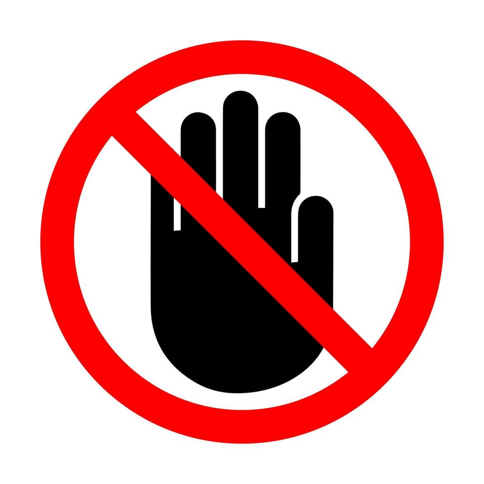 signe interdit d'arrêt de la main noire vecteur