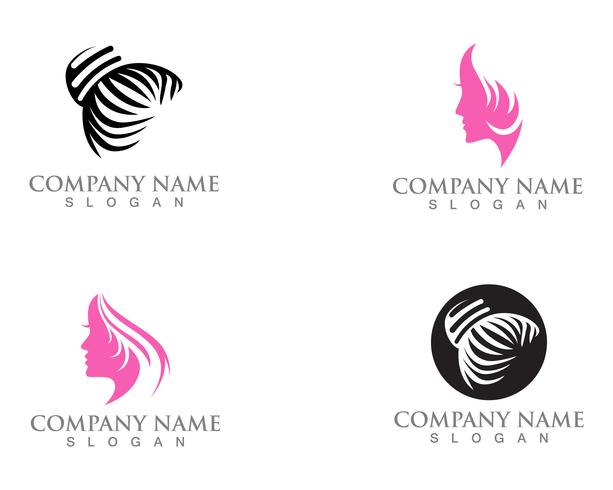 cheveux et logo femme et visage vecteur