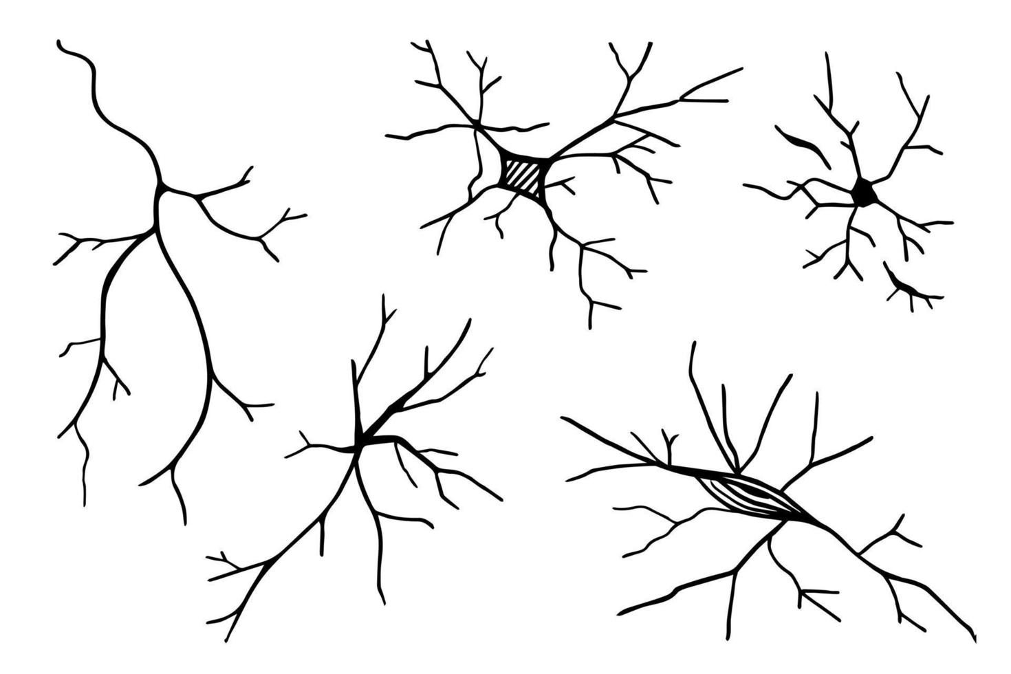 ensemble de fissures dessinées à la main isolées sur fond blanc. illustration vectorielle. vecteur