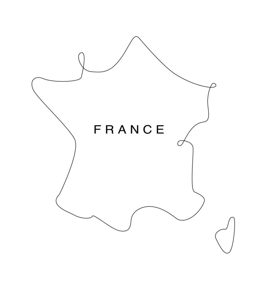 dessin au trait carte de france. carte de l'europe en ligne continue. illustration vectorielle. contour unique. vecteur