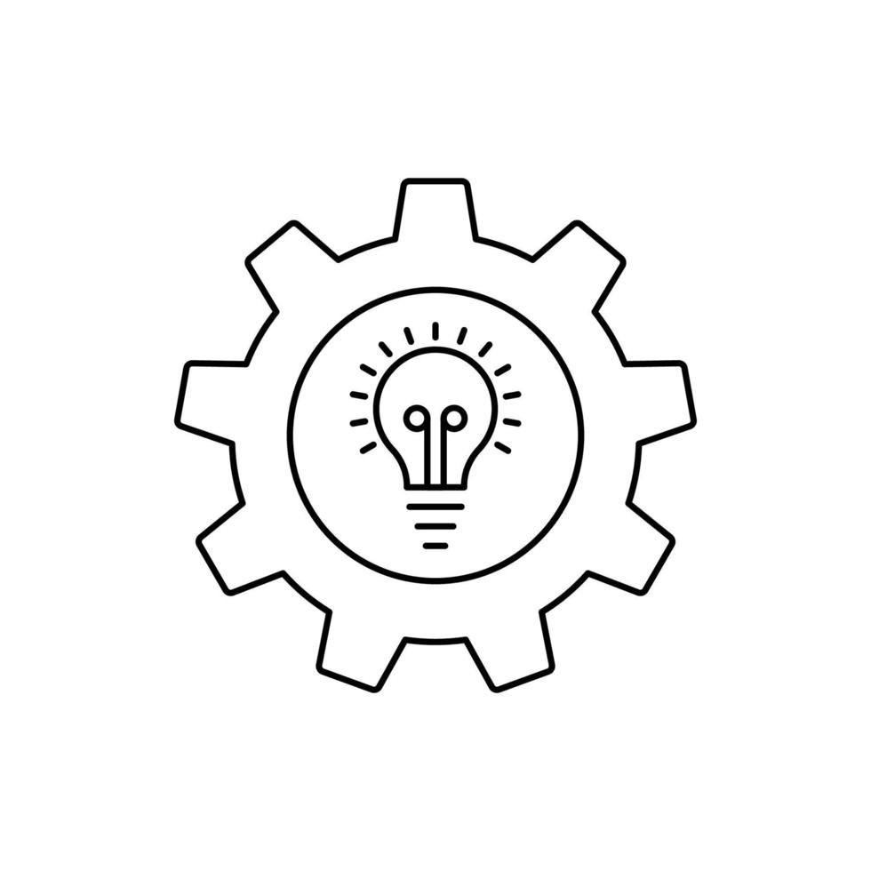 icône d'engrenage d'ampoule d'idée de technologie créative vecteur