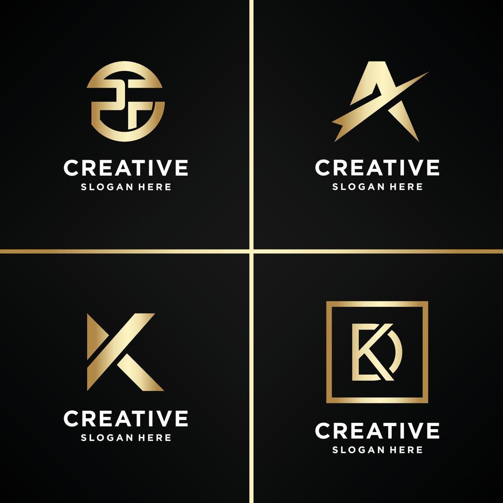 inspiration de conception de logo de jeu d'or, lettre, or, forme, moderne, abstrait, collection, vecteur premium