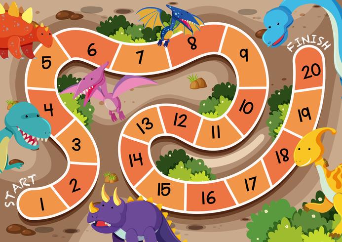 Un modèle de jeu de société de dinosaure vecteur