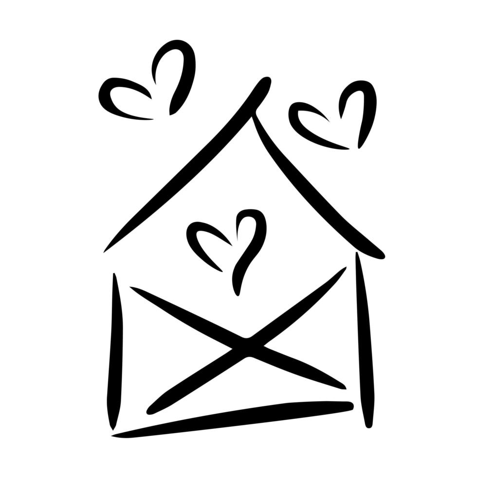 lettre d'amour. illustration de doodle pour l'impression, les arrière-plans, le web d'icônes, la conception mobile, les papiers peints, les couvertures, les emballages, les affiches, les autocollants, le textile et le design saisonnier. isolé sur fond blanc. vecteur