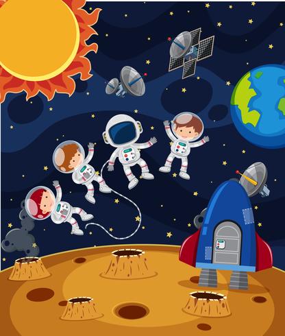 Astronaute dans l&#39;espace scène vecteur