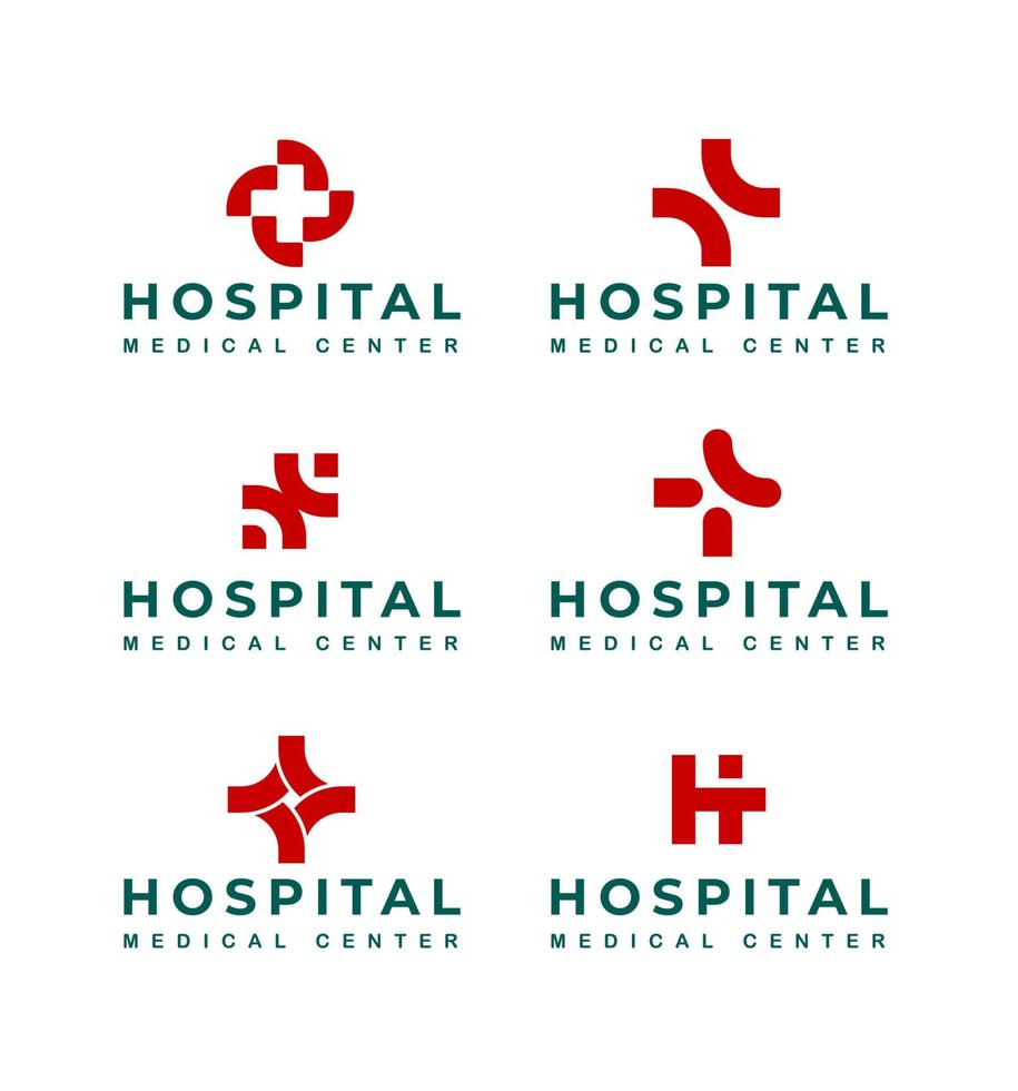 ensembles de logos de centre médical hospitalier, logo de clinique, logo de soins de santé vecteur