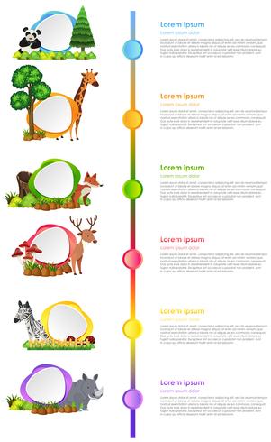 Conception infographique avec des animaux sauvages et des étiquettes vecteur