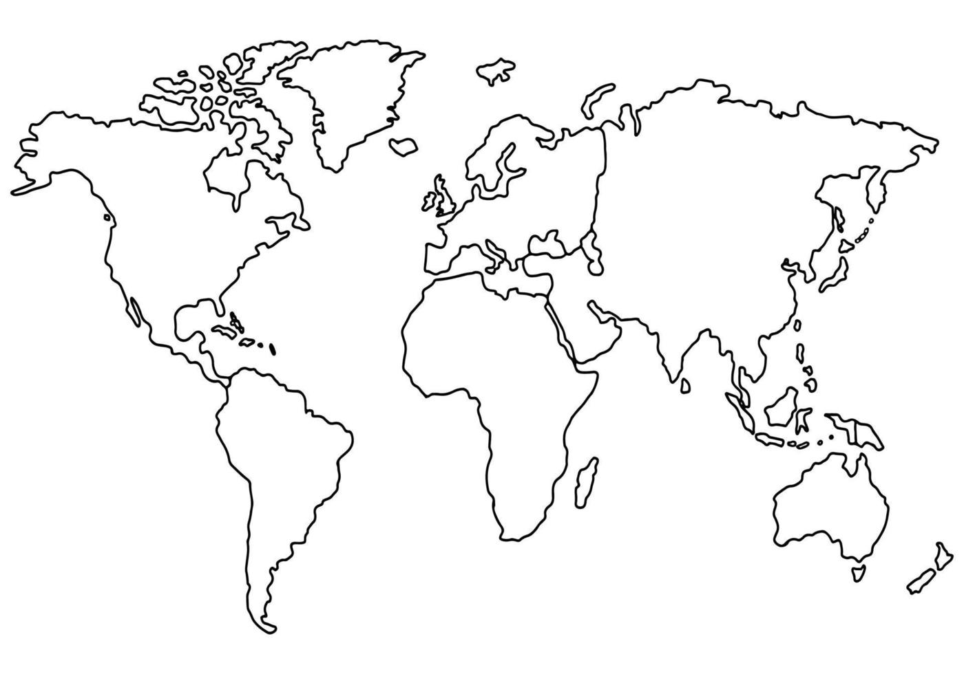 croquis de carte du monde dessiné à la main sur fond blanc. illustration vectorielle. vecteur