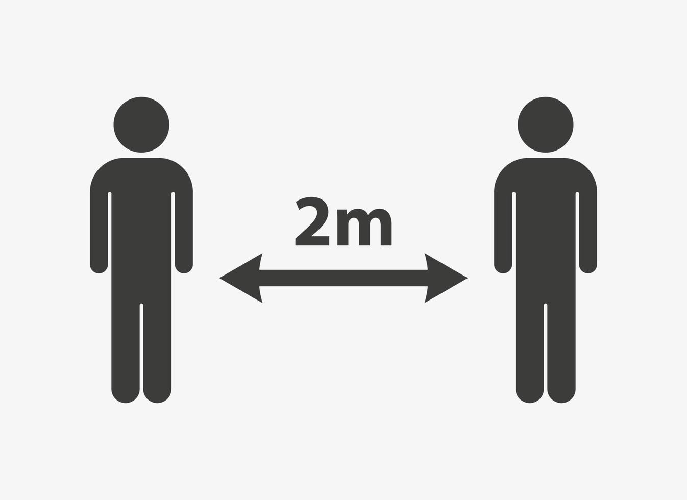distance de deux mètres entre le signe vectoriel de deux personnes. gardez un symbole de distance de sécurité. coronavirus de quarantaine