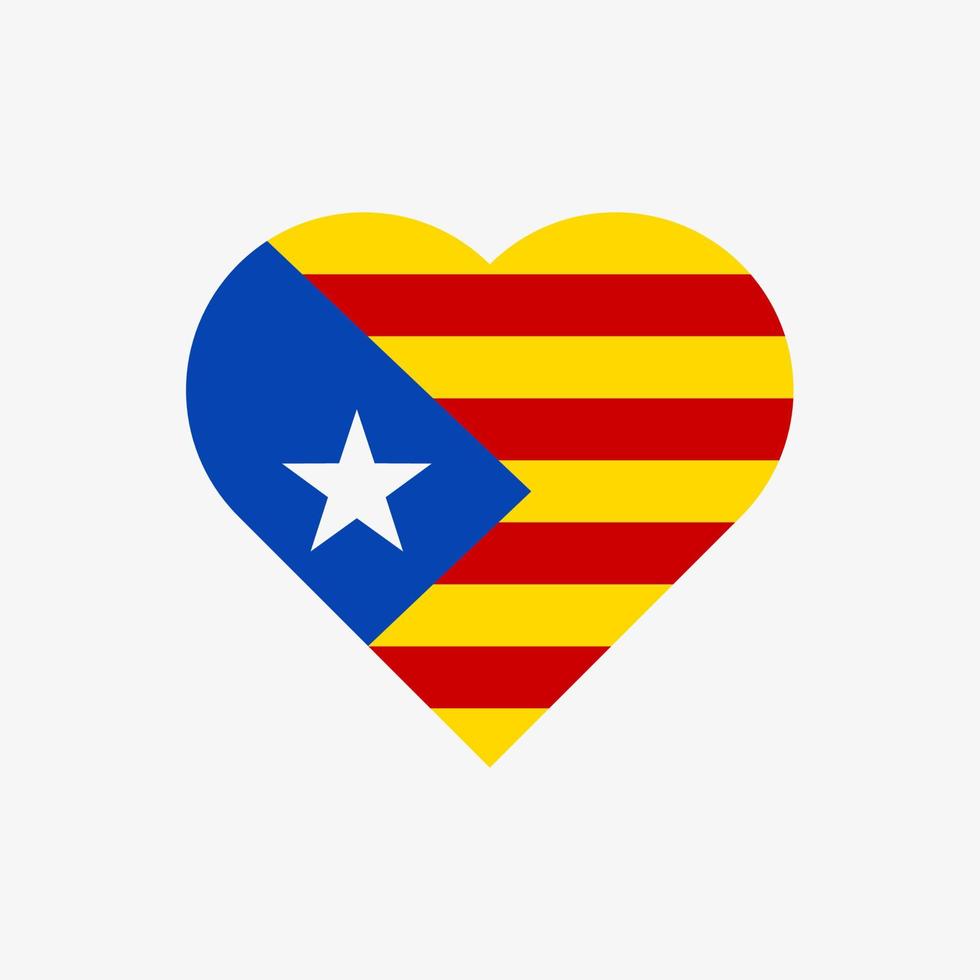 le drapeau de la catalogne en forme de coeur. icône de vecteur de drapeau catalan isolé sur fond blanc