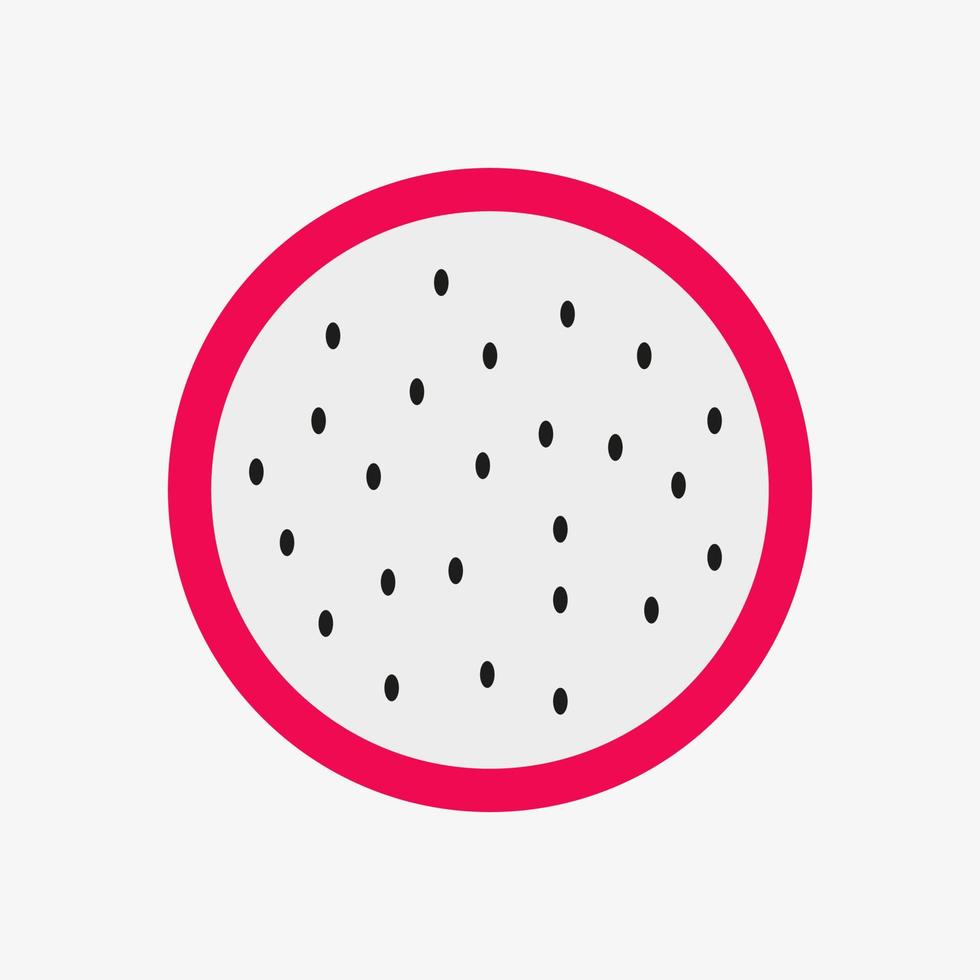 une simple icône vectorielle colorée de la moitié du fruit du dragon sur fond blanc. symbole de vecteur de fruits pitaya