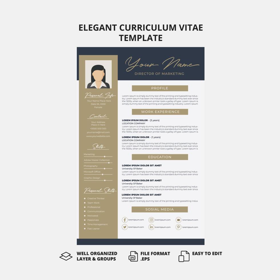 modèle de curriculum vitae élégant vecteur