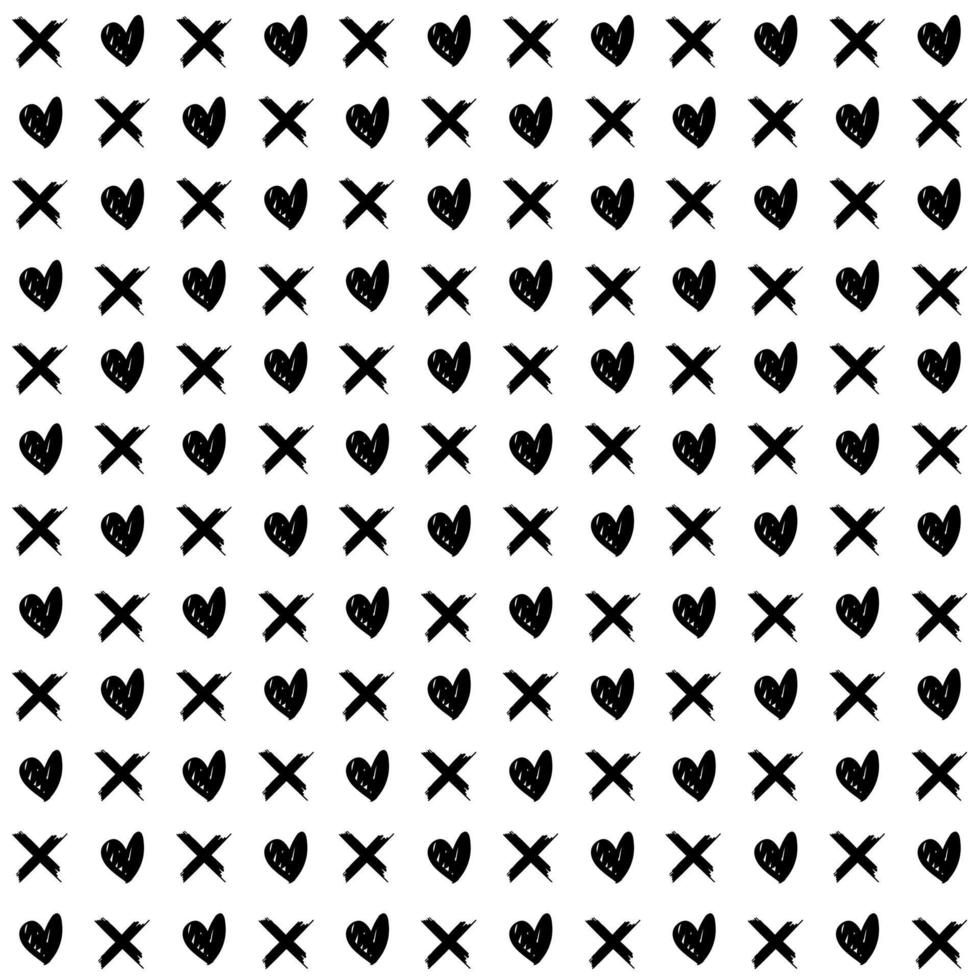 motif xo vectoriel simple de style memphis, texture grunge avec symboles de zéro et de croix.