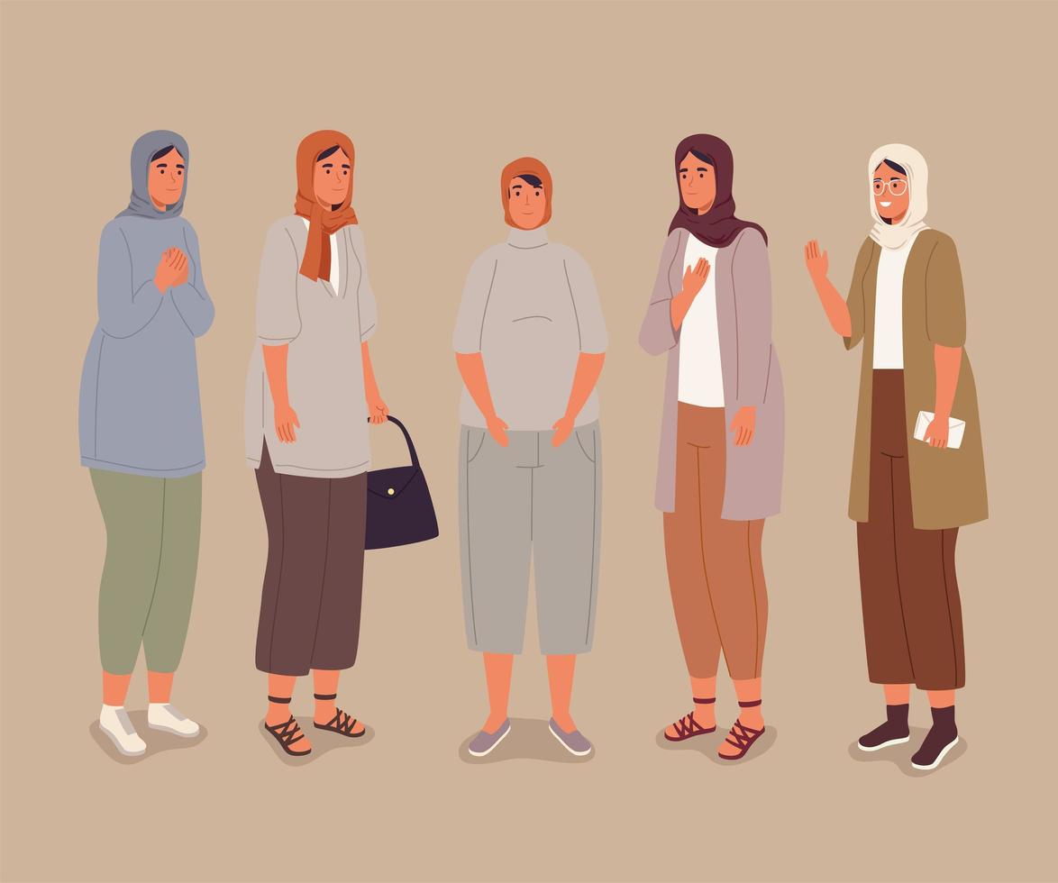 groupe de femmes musulmanes vecteur