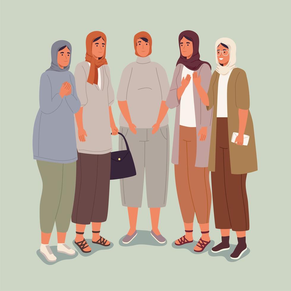 groupe de femmes musulmanes vecteur
