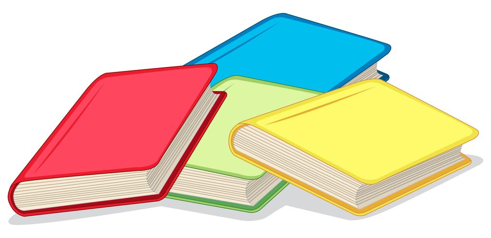 Livres colorés sur fond blanc vecteur