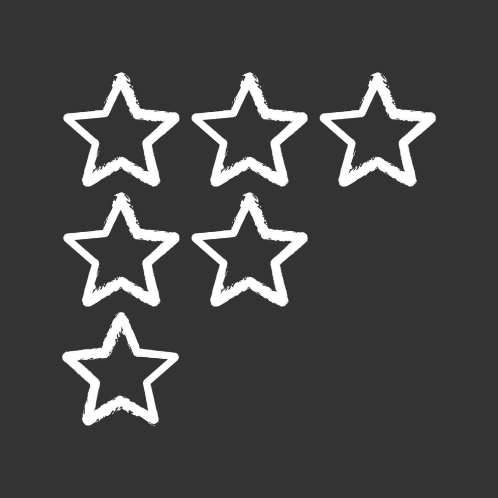 icône de craie de notation d'étoiles. commentaires et avis des clients. échelle de classement faible, élevé, modéré. illustration de tableau vectoriel isolé