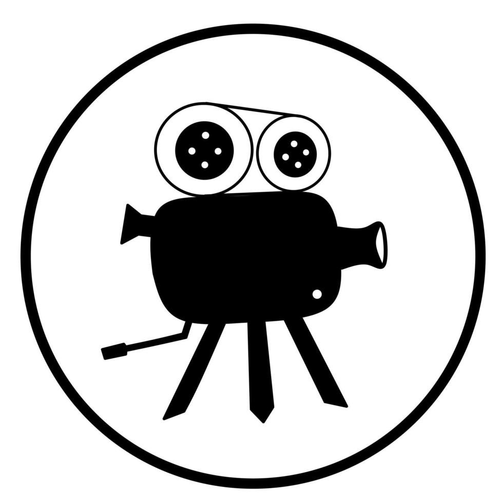 logo de caméra vidéo vectorielle avec film en rouleau blanc à l'intérieur du cercle vecteur