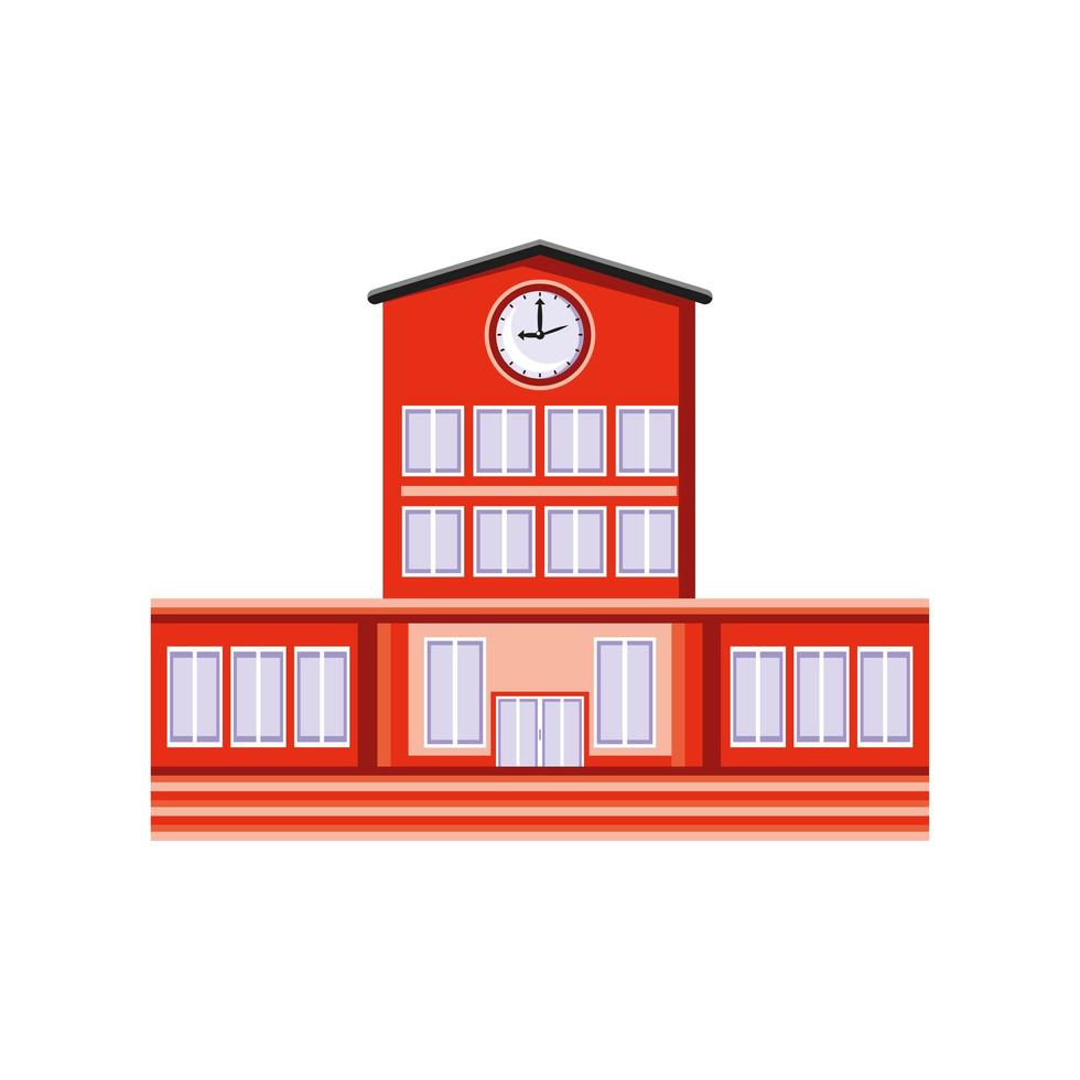 bâtiment scolaire avec horloge vecteur