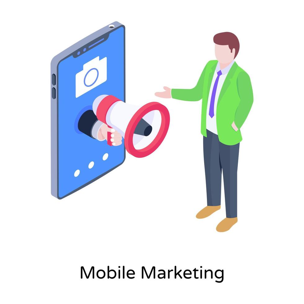 illustration isométrique de marketing mobile avec une installation téléchargeable premium vecteur