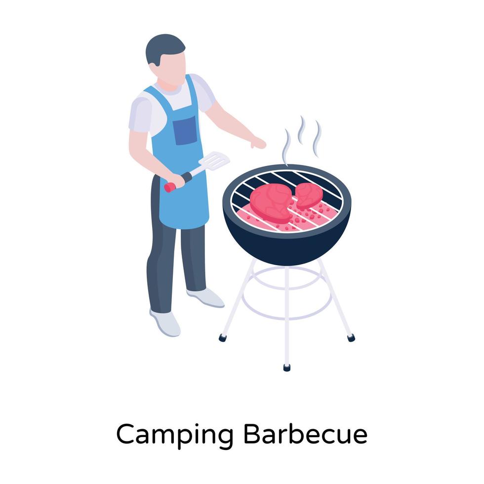 personne avec barbecue, icône conceptuelle vecteur