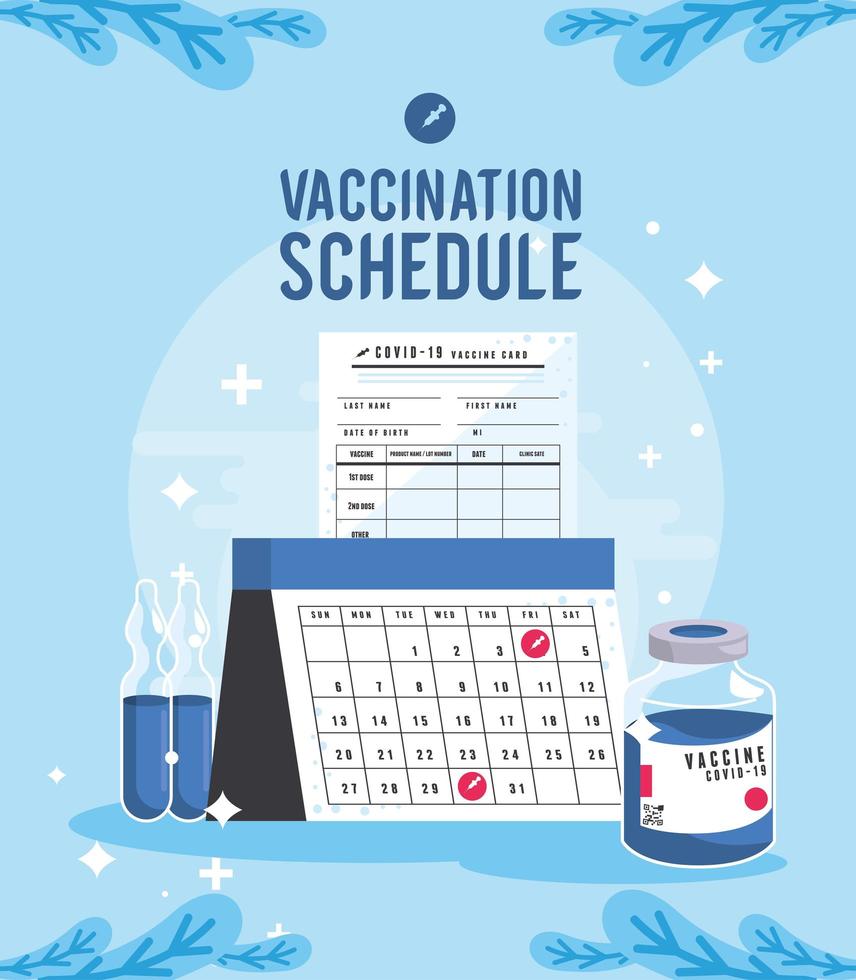 lettrage et calendrier du calendrier de vaccination vecteur