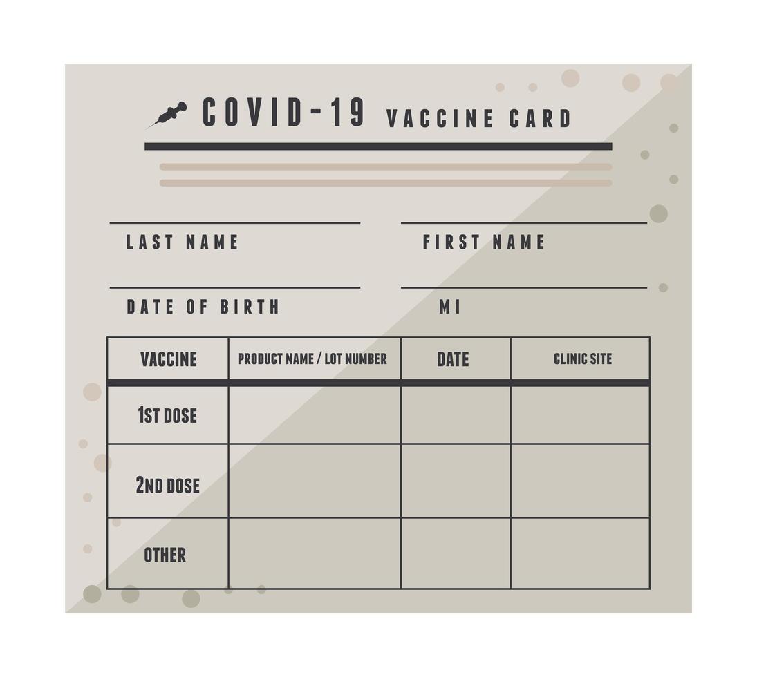 carte de certificat de vaccin covid19 vecteur