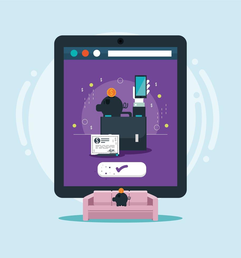 application bancaire sur tablette vecteur
