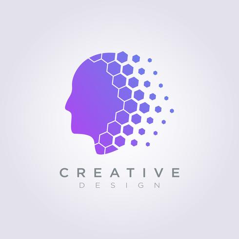 Cerveau numérique données modèle conception société Logo symbole vecteur icône